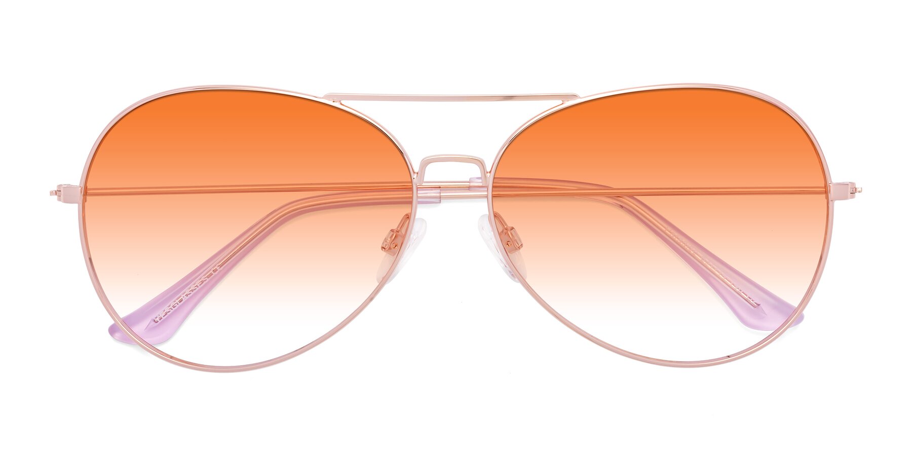 Folded Front of Paradise in Rose Gold with Orange Gradient Lenses