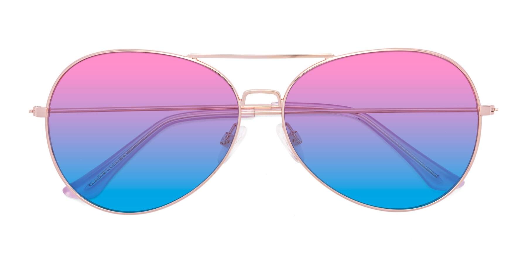 Folded Front of Paradise in Rose Gold with Pink / Blue Gradient Lenses