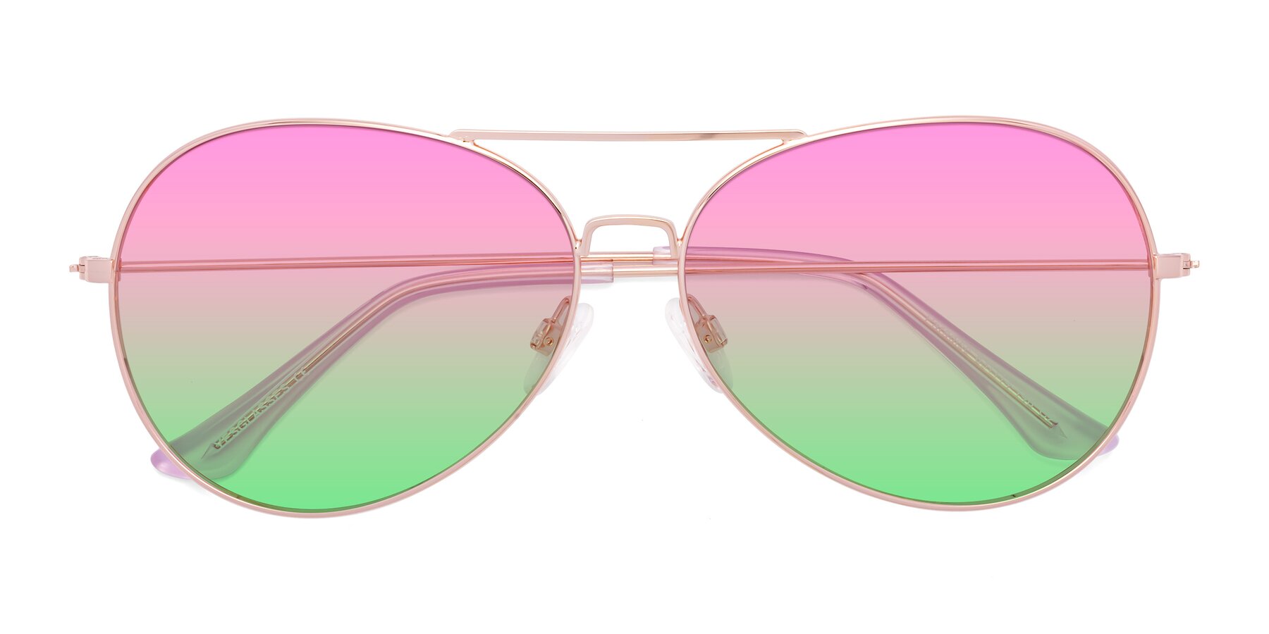 Folded Front of Paradise in Rose Gold with Pink / Green Gradient Lenses