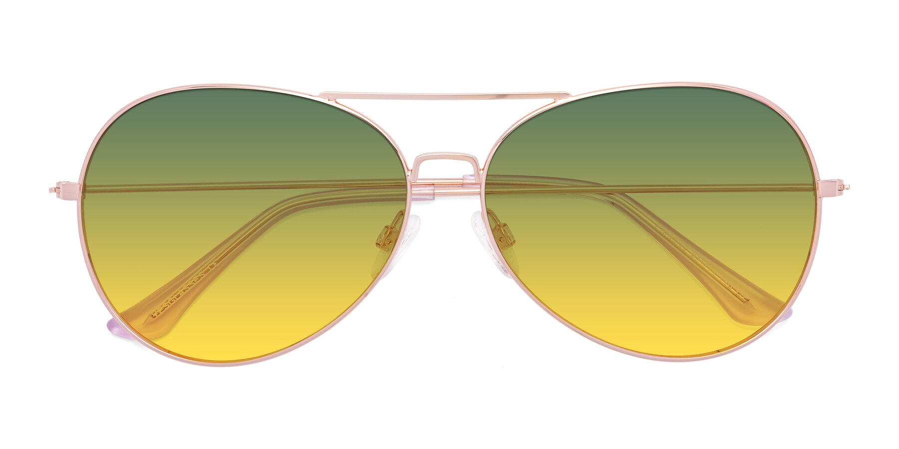 Folded Front of Paradise in Rose Gold with Green / Yellow Gradient Lenses