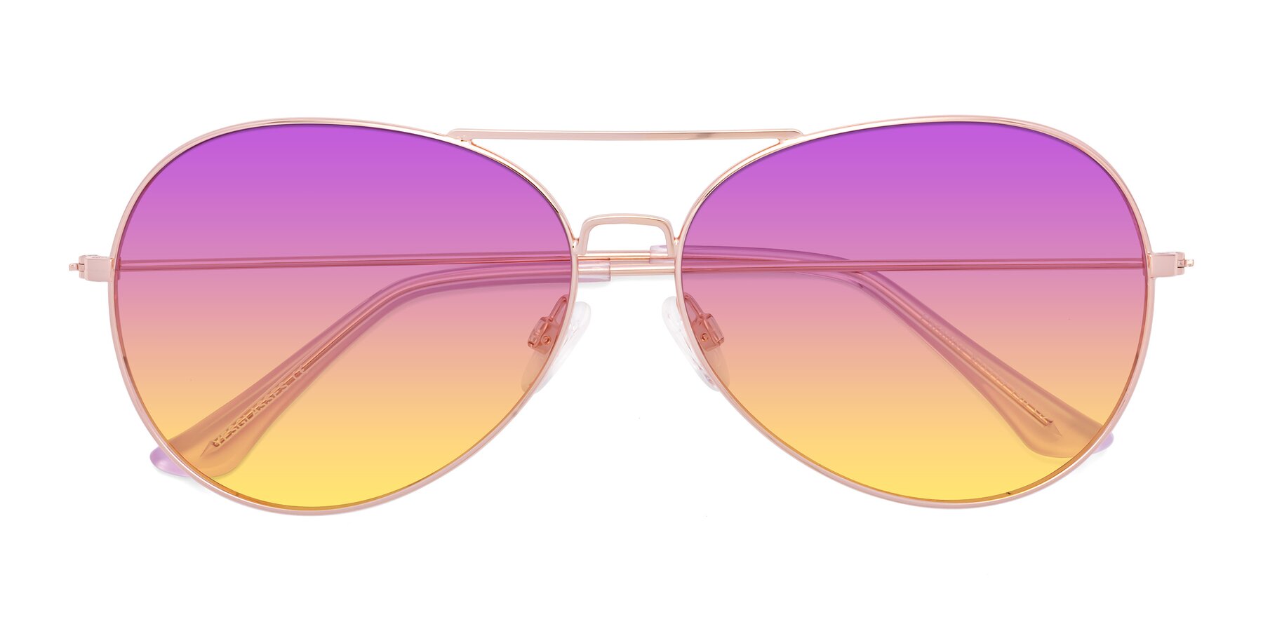 Folded Front of Paradise in Rose Gold with Purple / Yellow Gradient Lenses