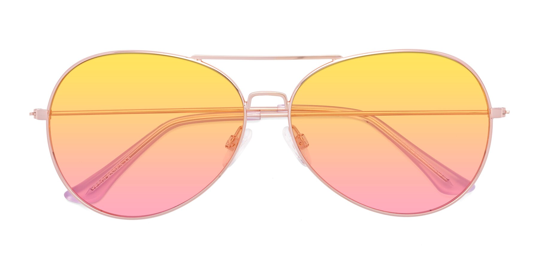 Folded Front of Paradise in Rose Gold with Yellow / Pink Gradient Lenses