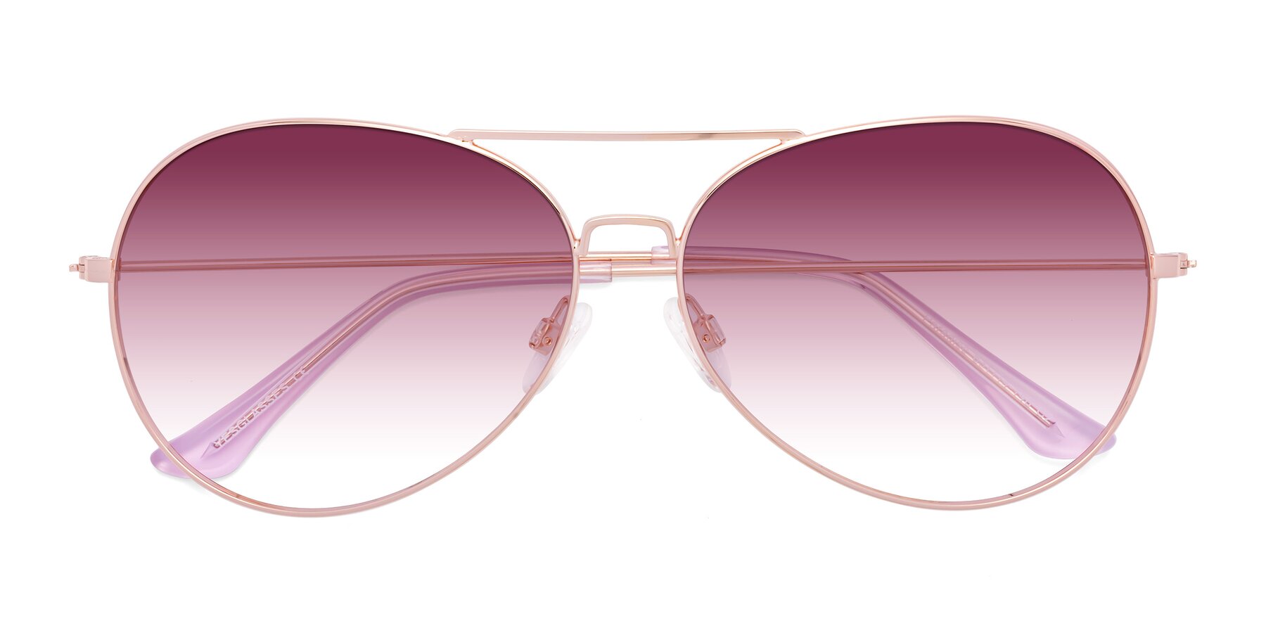 Folded Front of Paradise in Rose Gold with Wine Gradient Lenses