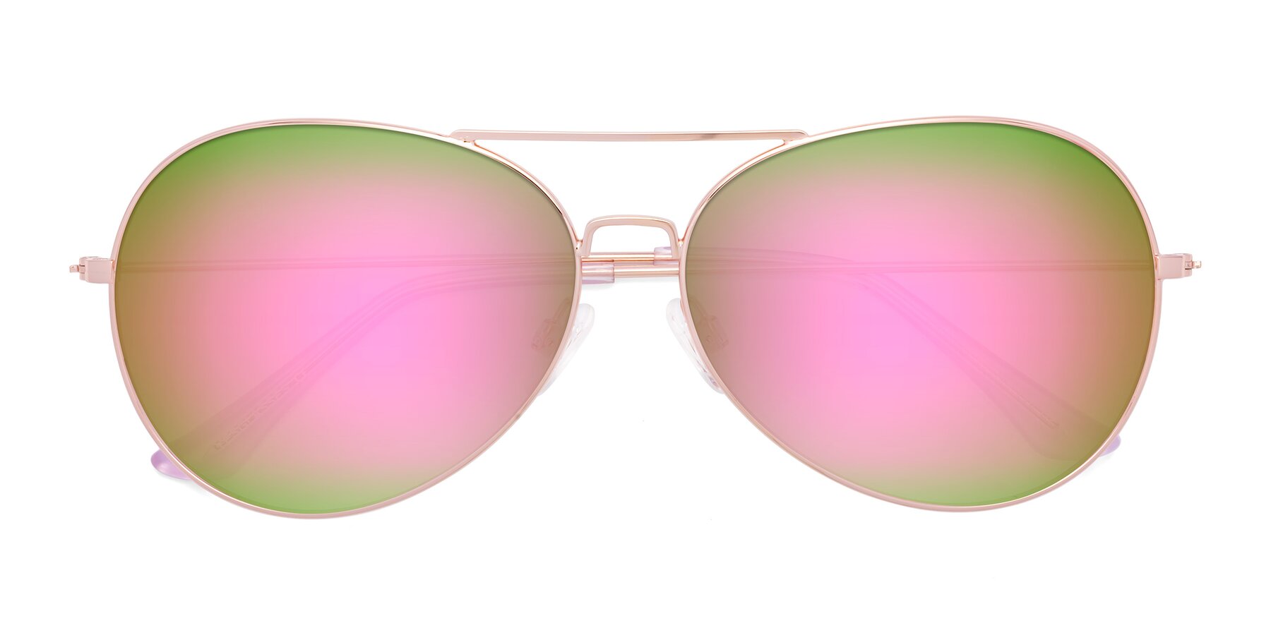Folded Front of Paradise in Rose Gold with Pink Mirrored Lenses