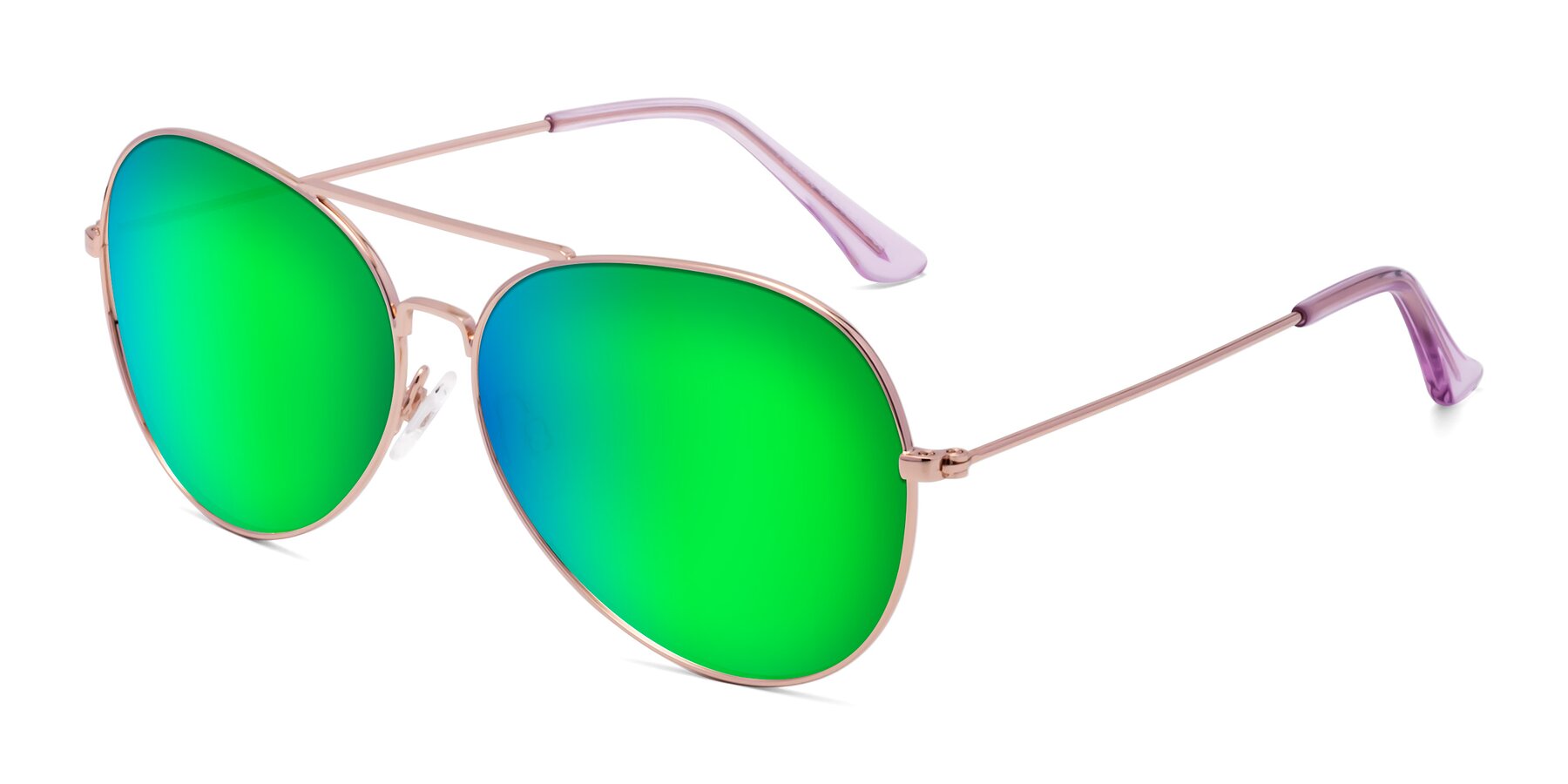 Angle of Paradise in Rose Gold with Green Mirrored Lenses