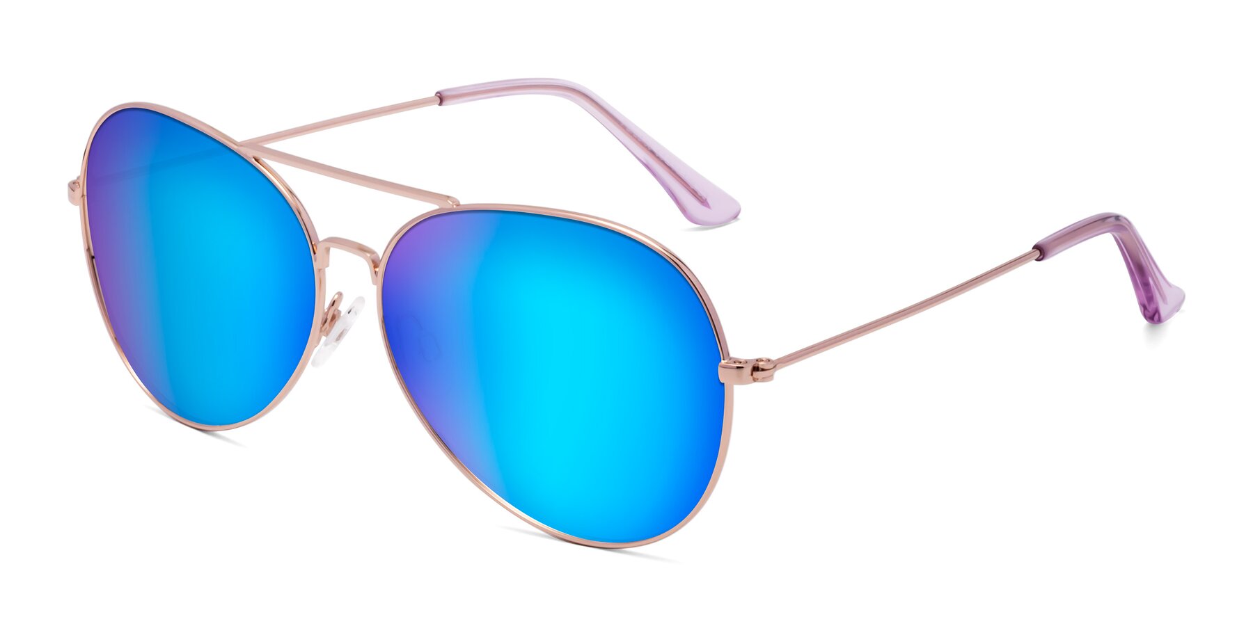 Angle of Paradise in Rose Gold with Blue Mirrored Lenses