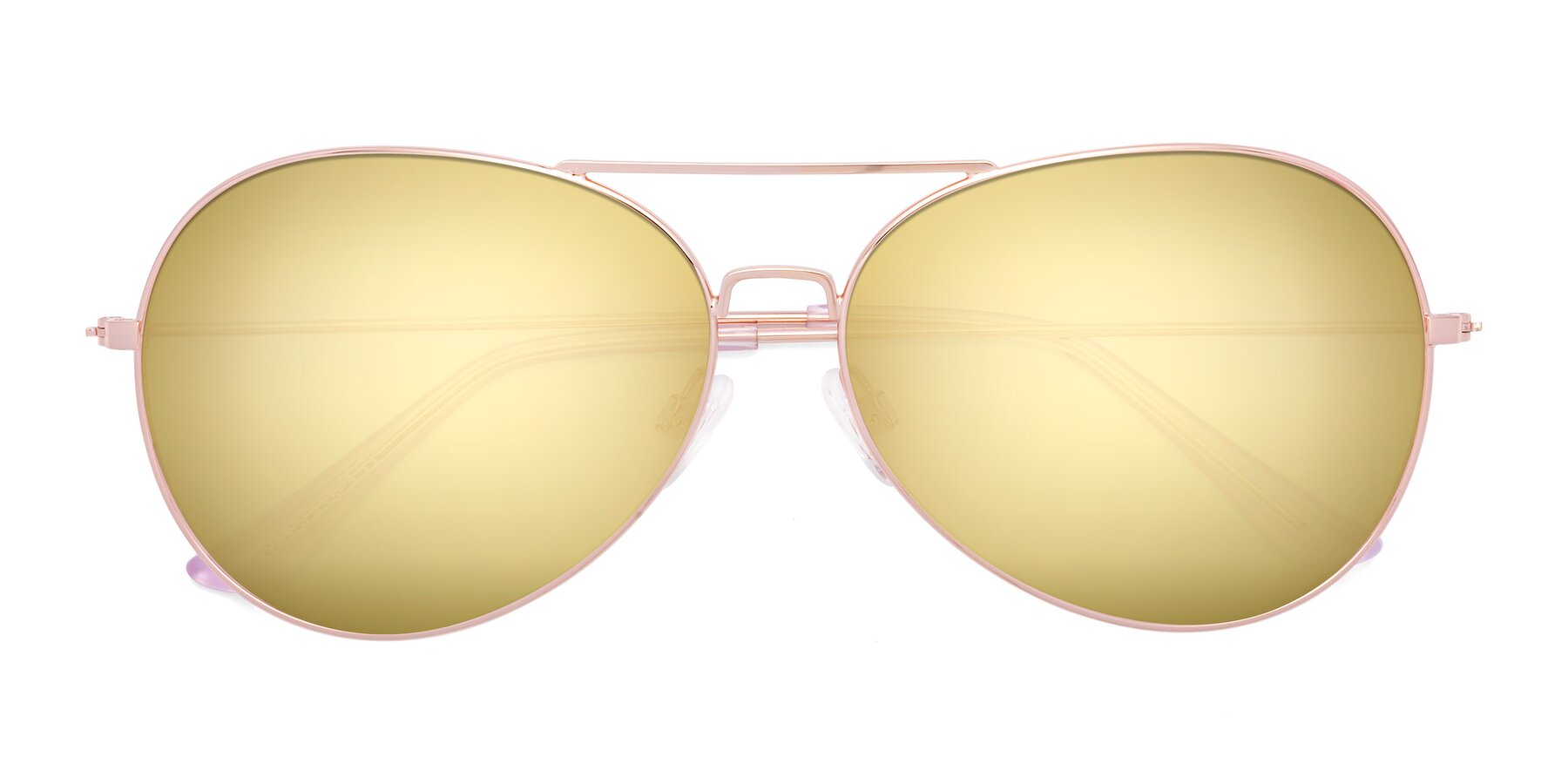 Folded Front of Paradise in Rose Gold with Gold Mirrored Lenses