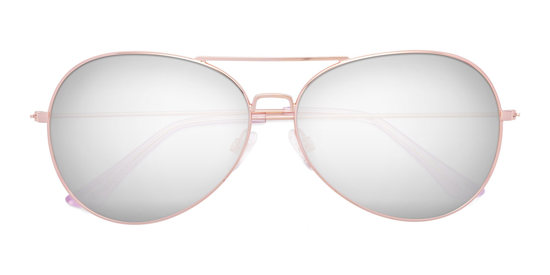 Folded Front of Paradise in Rose Gold with Silver Mirrored Lenses