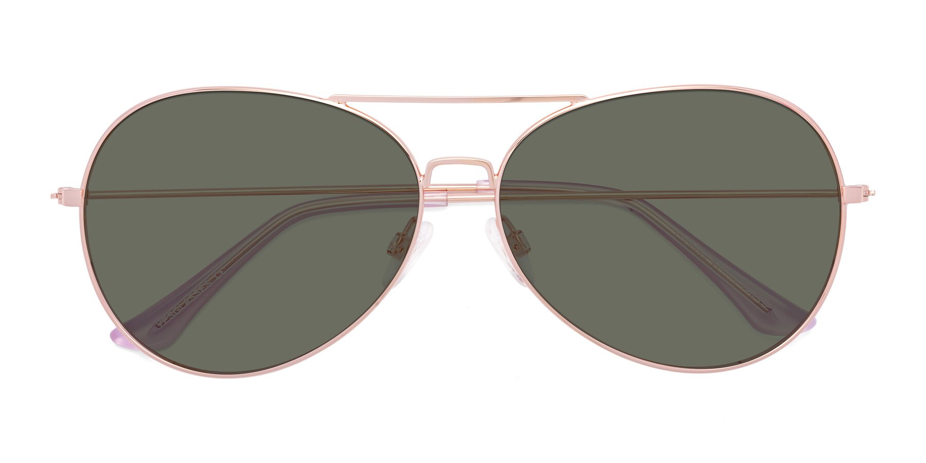Folded Front of Paradise in Rose Gold with Gray Polarized Lenses