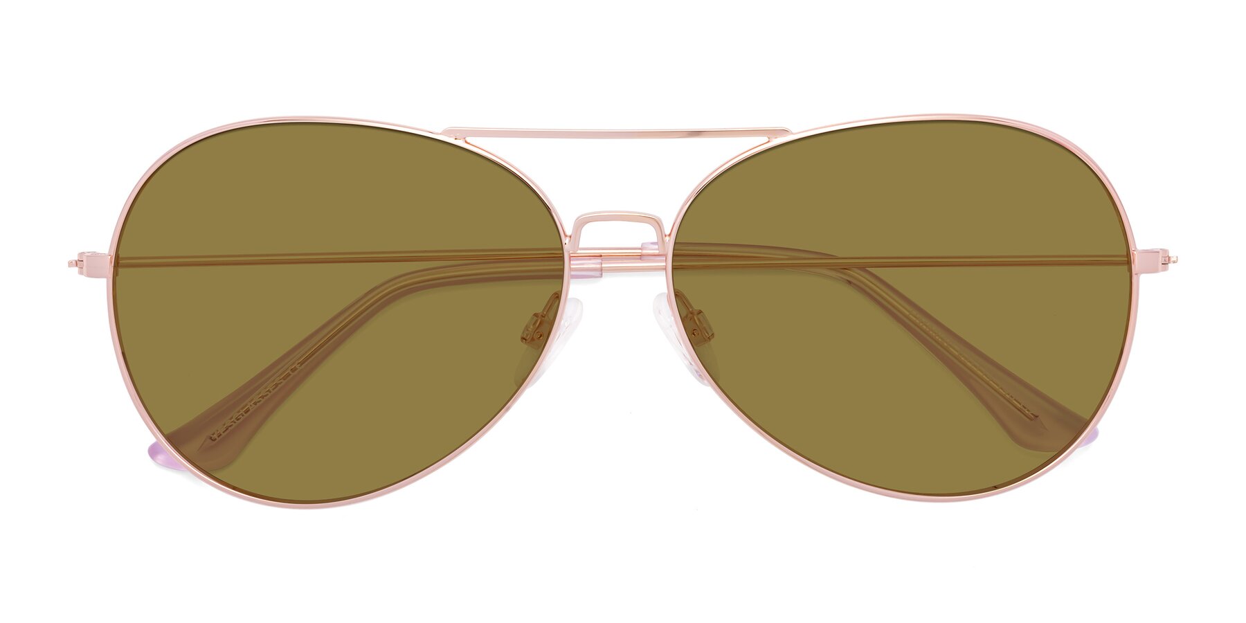 Folded Front of Paradise in Rose Gold with Brown Polarized Lenses