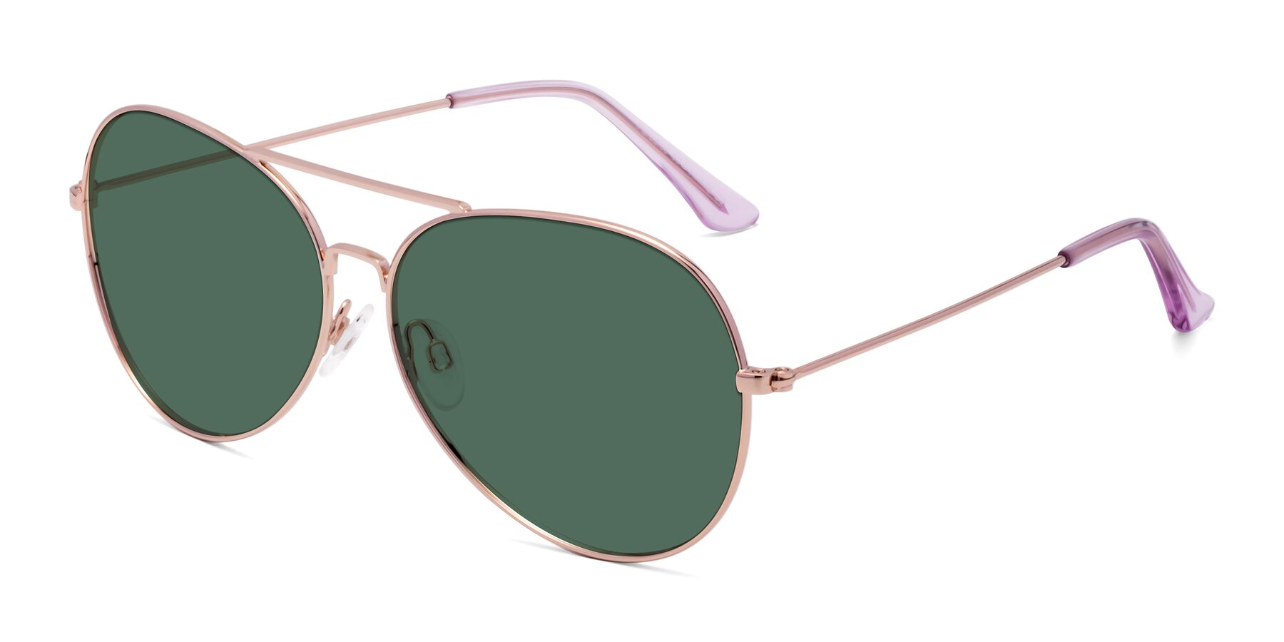 Angle of Paradise in Rose Gold with Green Polarized Lenses