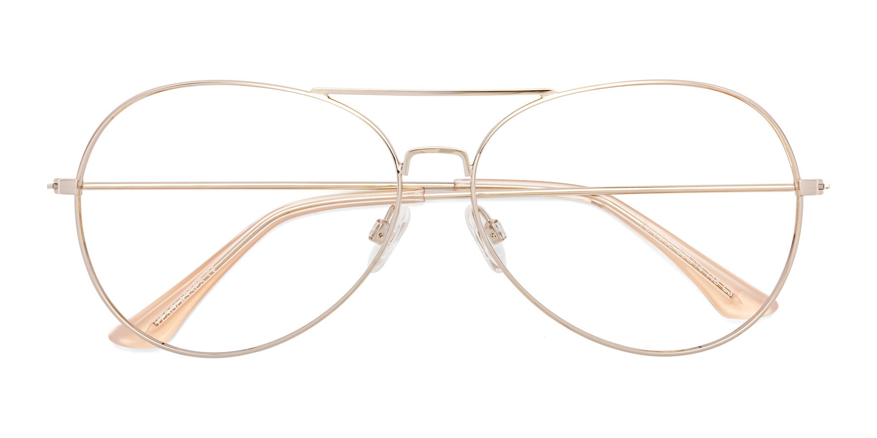 Folded Front of Paradise in Gold with Clear Eyeglass Lenses