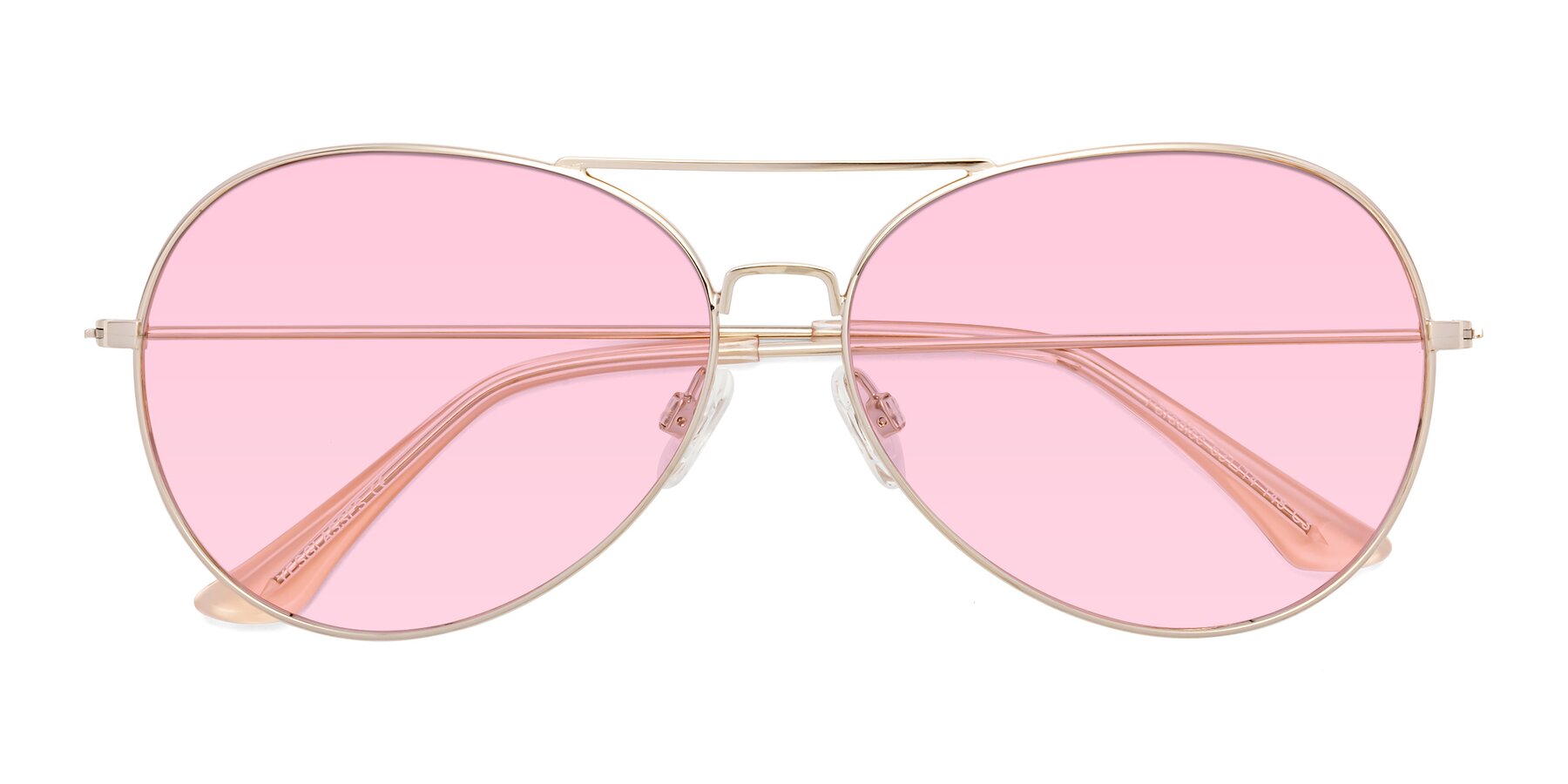 Folded Front of Paradise in Gold with Light Pink Tinted Lenses