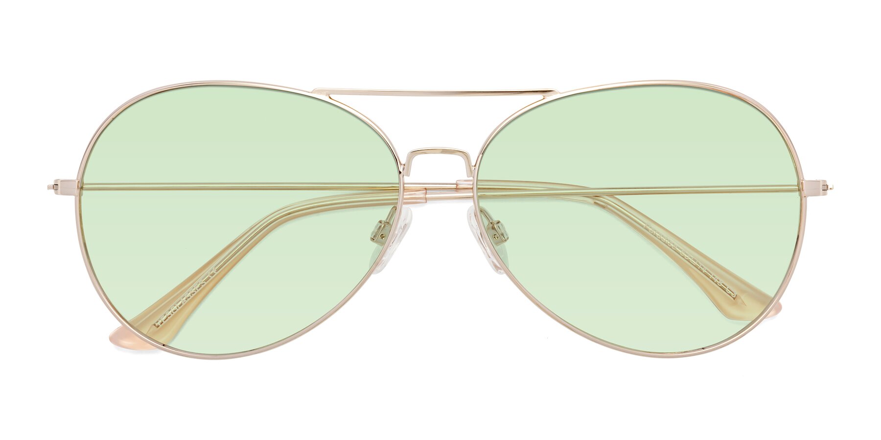 Folded Front of Paradise in Gold with Light Green Tinted Lenses