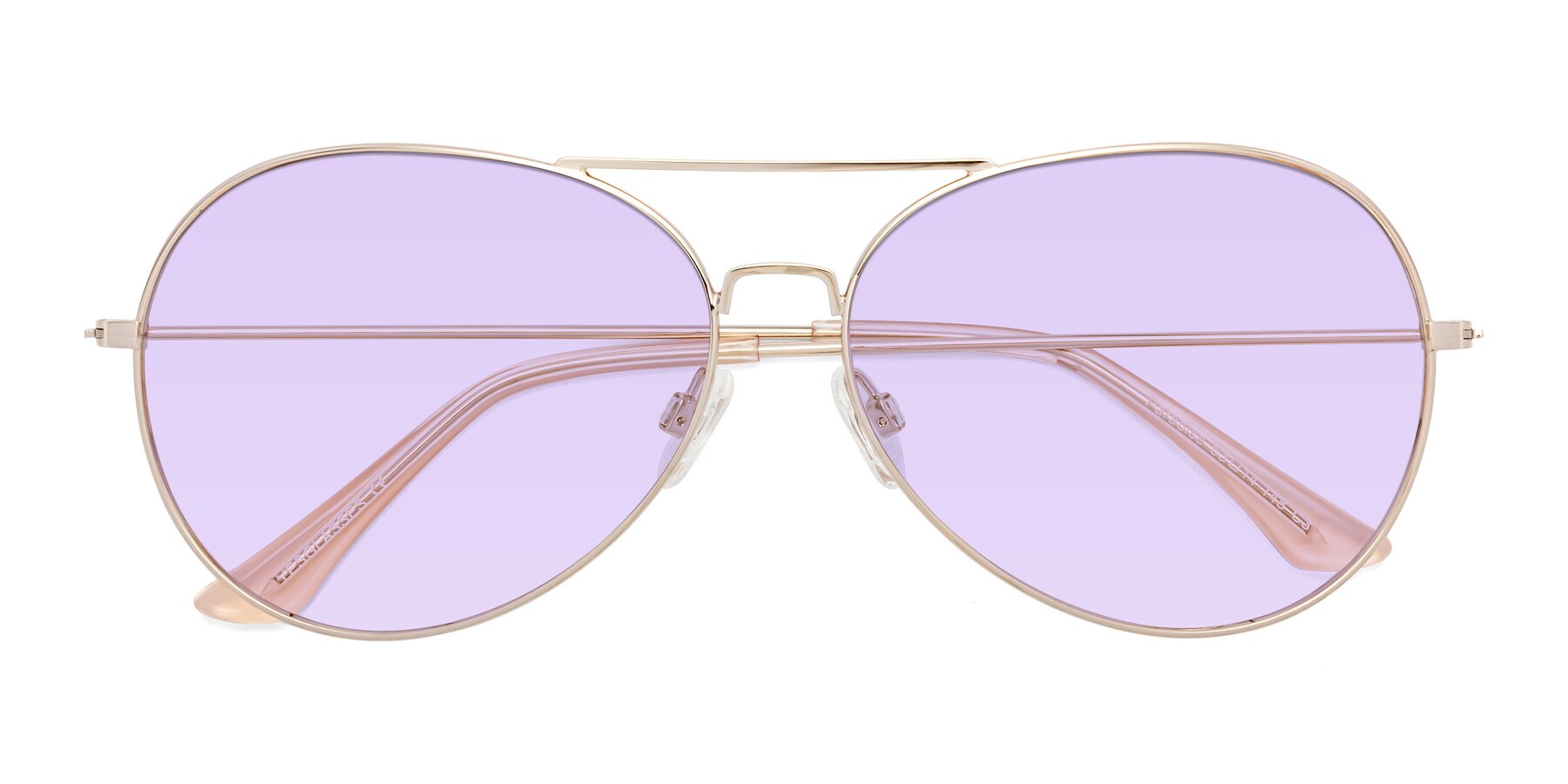 Folded Front of Paradise in Gold with Light Purple Tinted Lenses