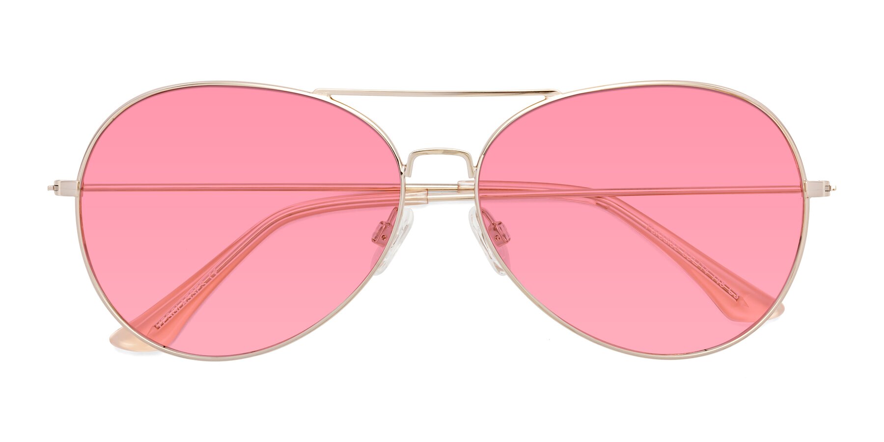 Folded Front of Paradise in Gold with Pink Tinted Lenses