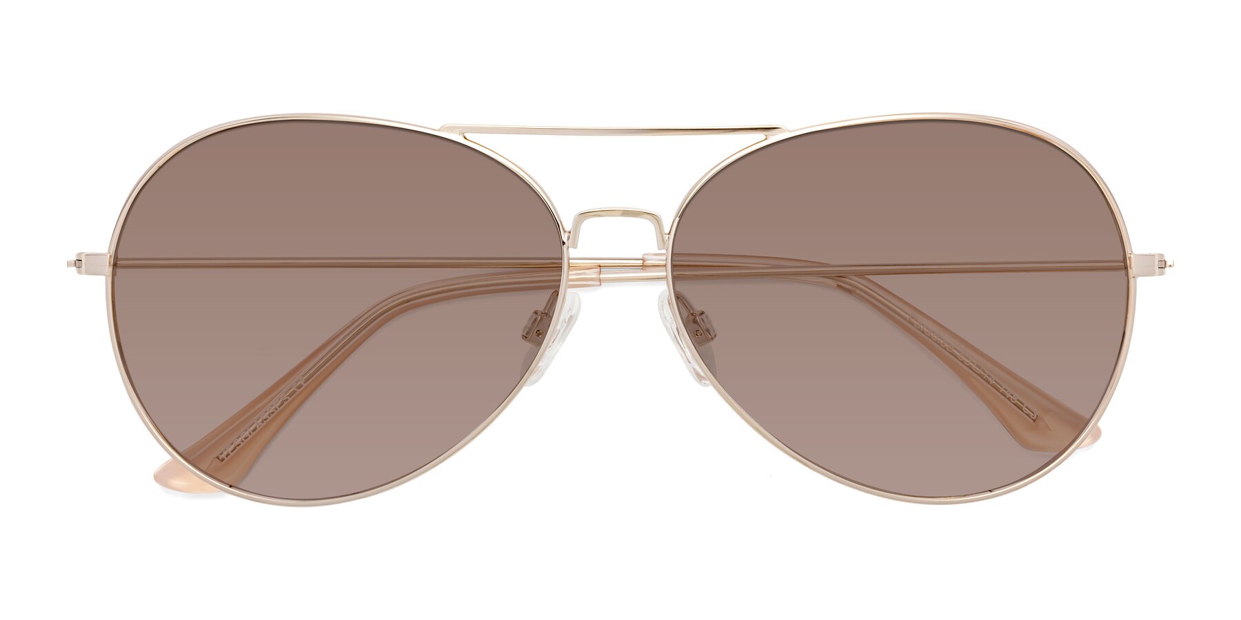 Folded Front of Paradise in Gold with Medium Brown Tinted Lenses