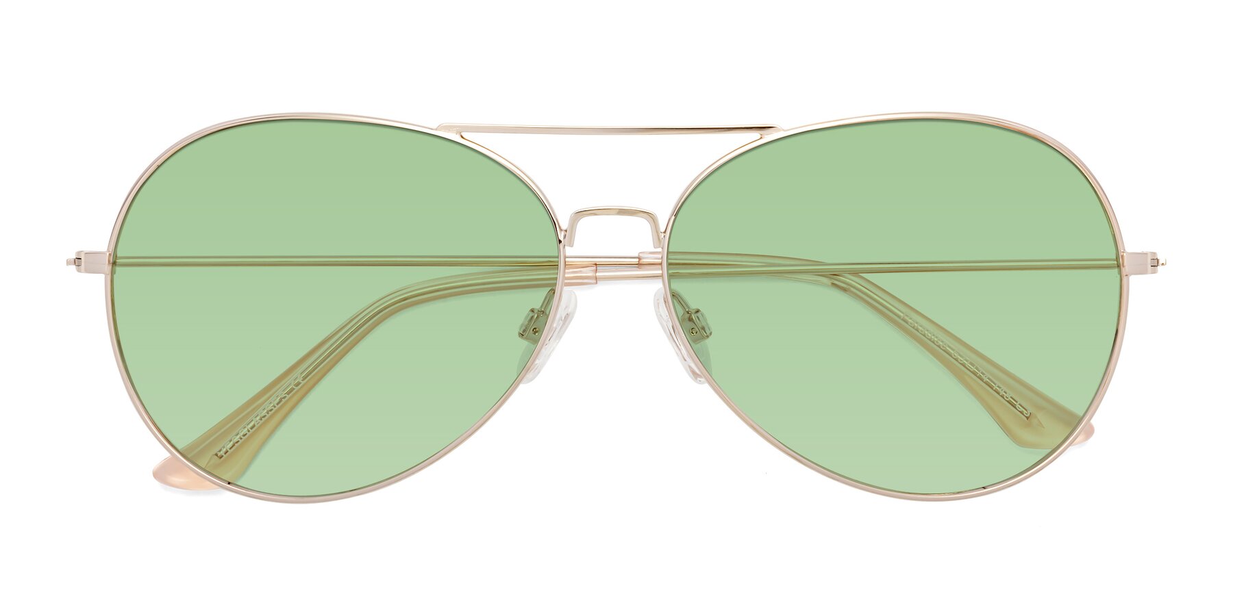 Folded Front of Paradise in Gold with Medium Green Tinted Lenses