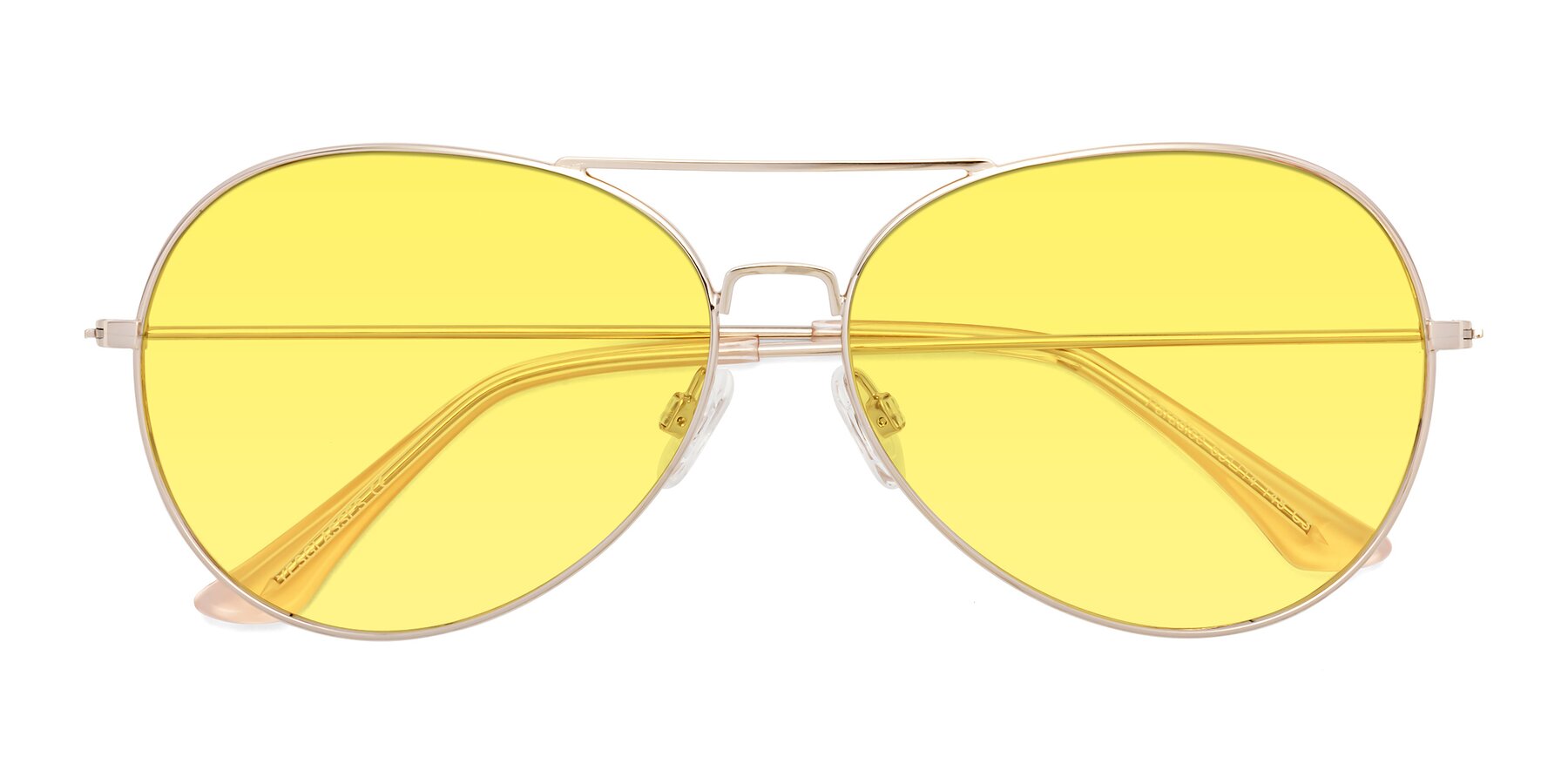 Folded Front of Paradise in Gold with Medium Yellow Tinted Lenses