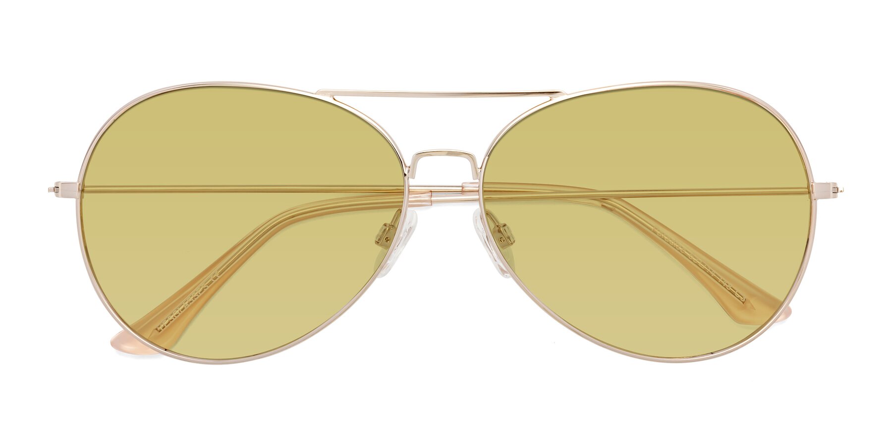 Folded Front of Paradise in Gold with Medium Champagne Tinted Lenses