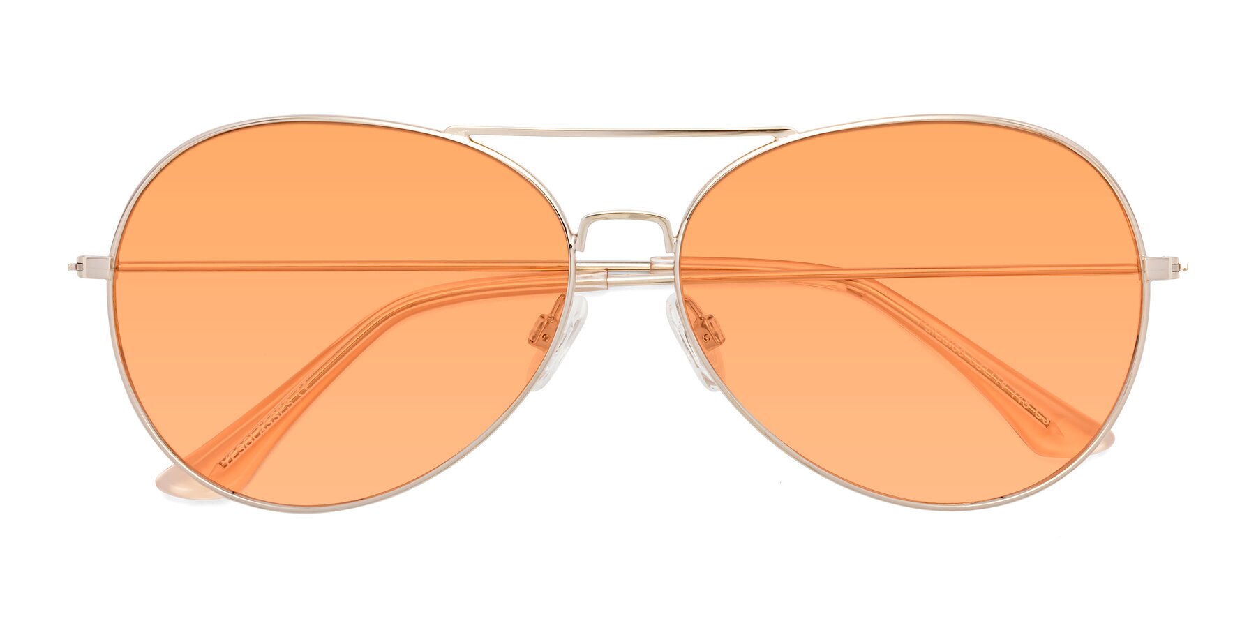 Folded Front of Paradise in Gold with Medium Orange Tinted Lenses
