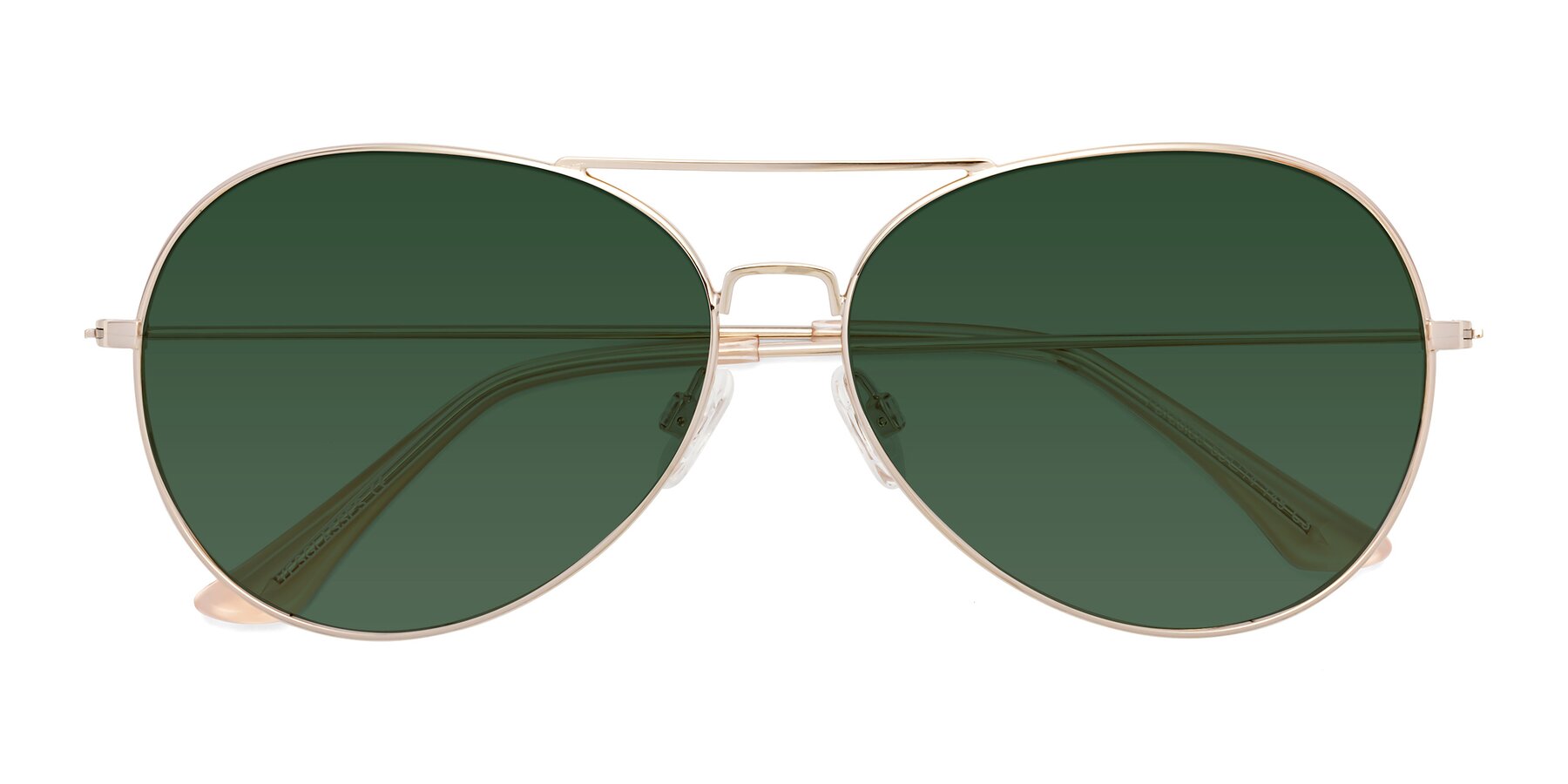 Folded Front of Paradise in Gold with Green Tinted Lenses