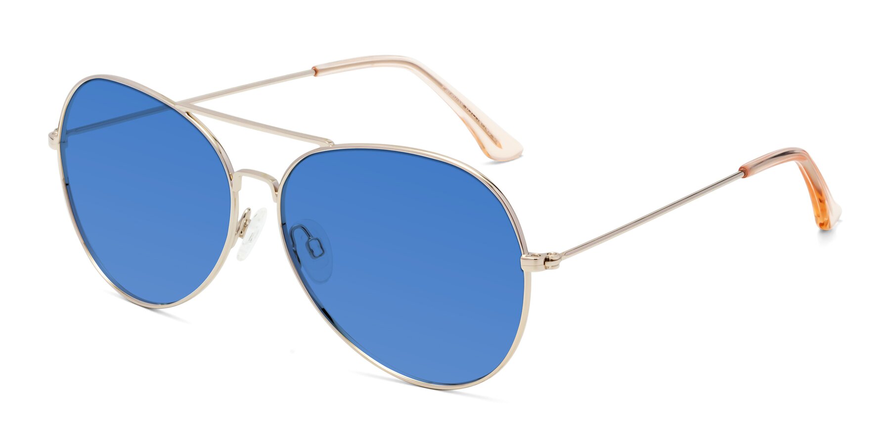Angle of Paradise in Gold with Blue Tinted Lenses