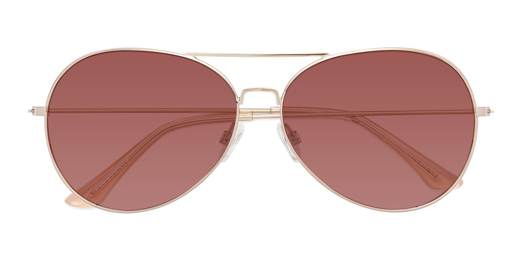 Folded Front of Paradise in Gold with Garnet Tinted Lenses