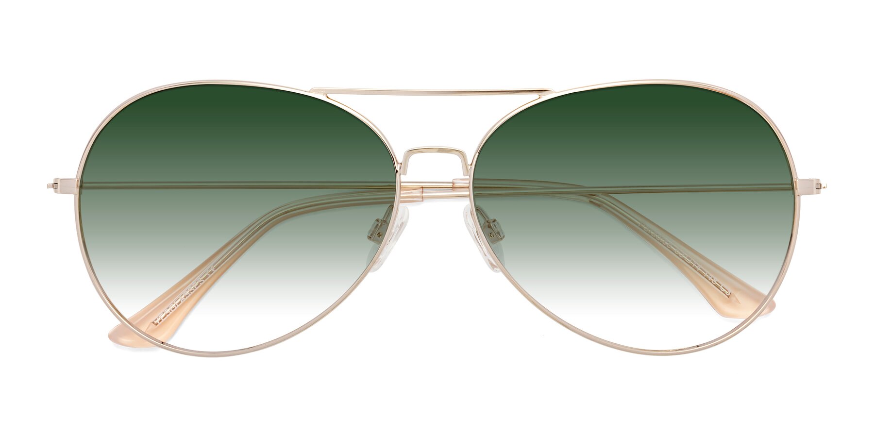 Folded Front of Paradise in Gold with Green Gradient Lenses