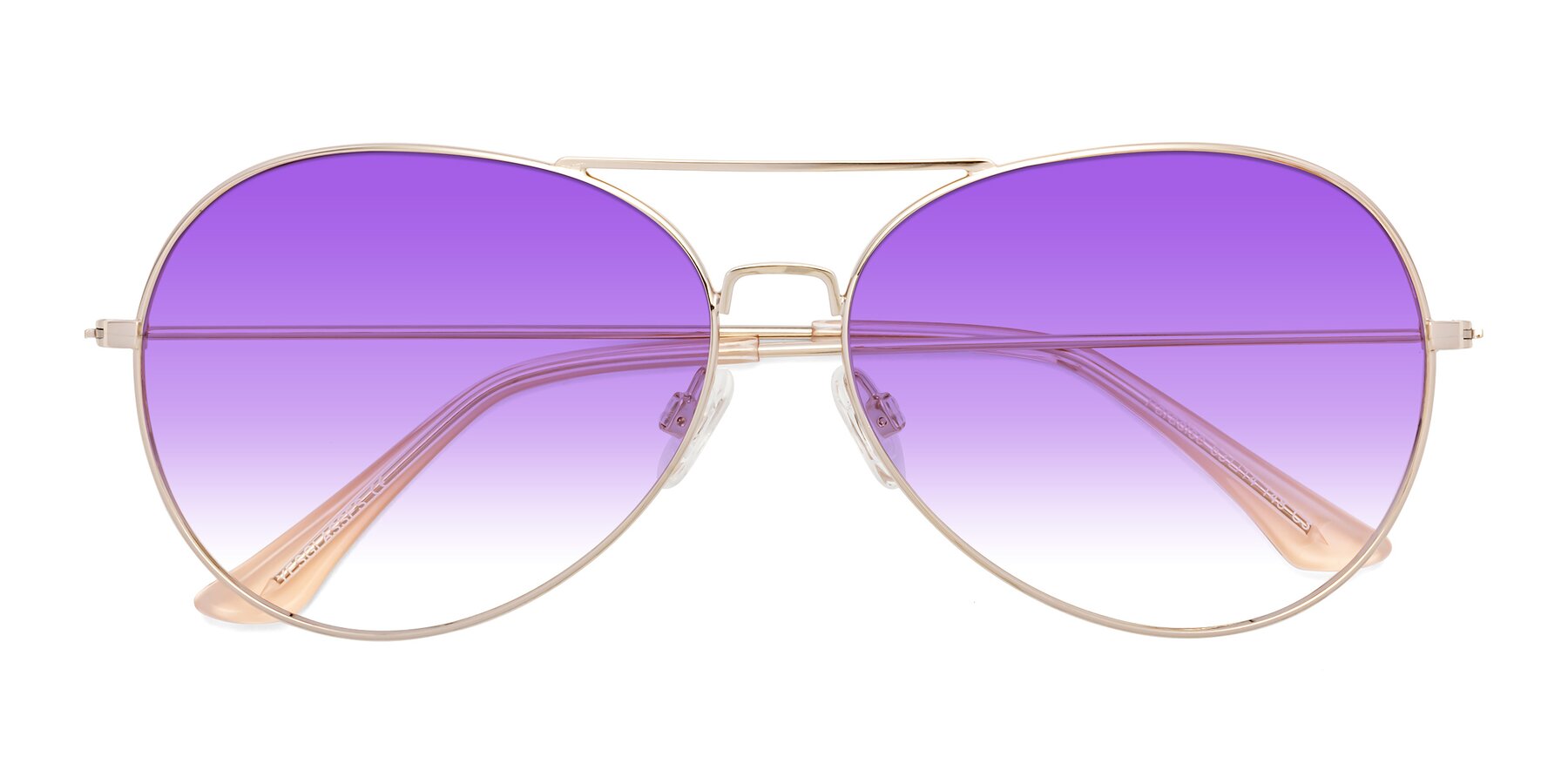 Folded Front of Paradise in Gold with Purple Gradient Lenses