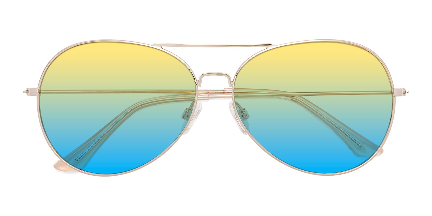 Folded Front of Paradise in Gold with Yellow / Blue Gradient Lenses