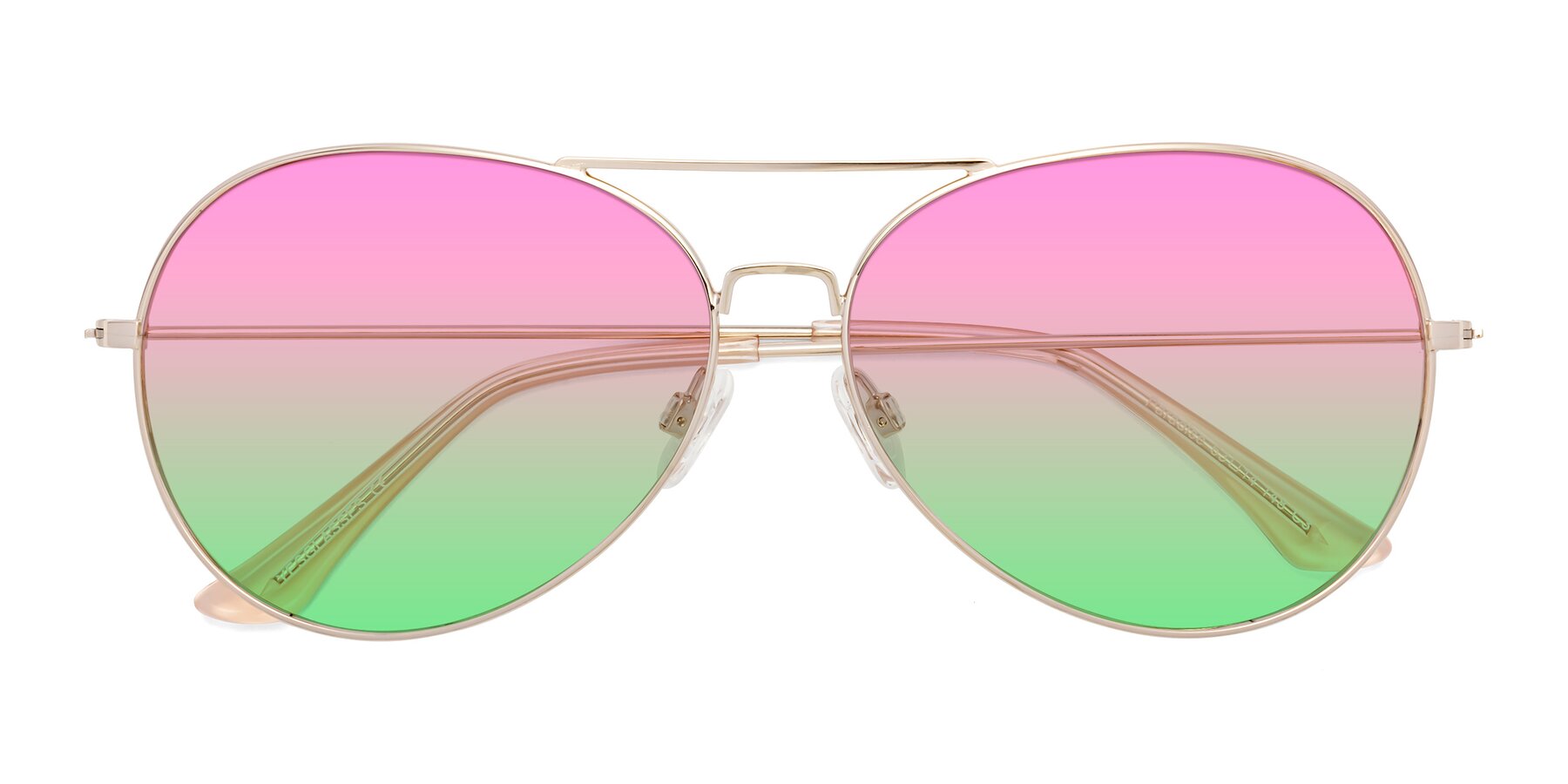 Folded Front of Paradise in Gold with Pink / Green Gradient Lenses