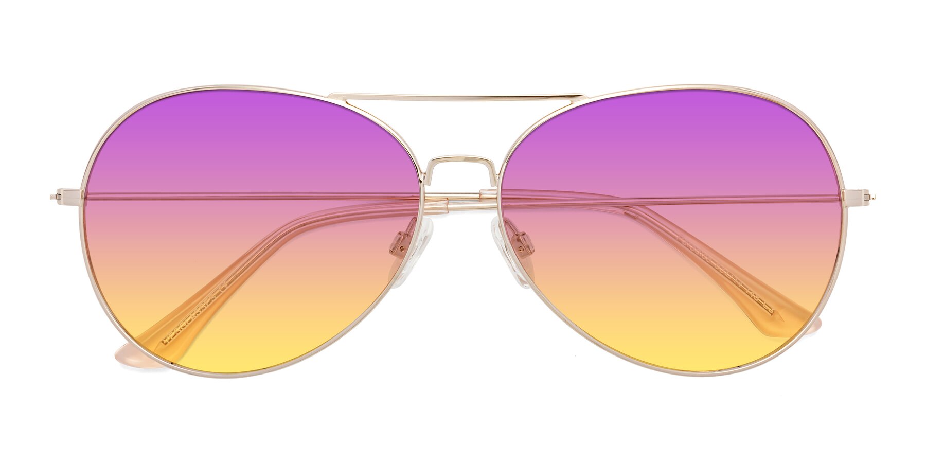 Folded Front of Paradise in Gold with Purple / Yellow Gradient Lenses