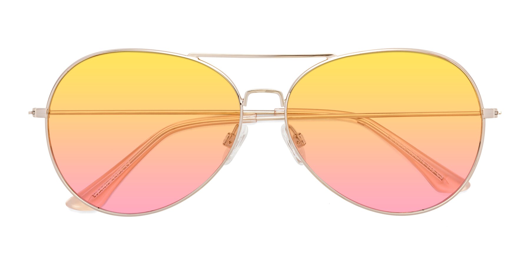 Folded Front of Paradise in Gold with Yellow / Pink Gradient Lenses
