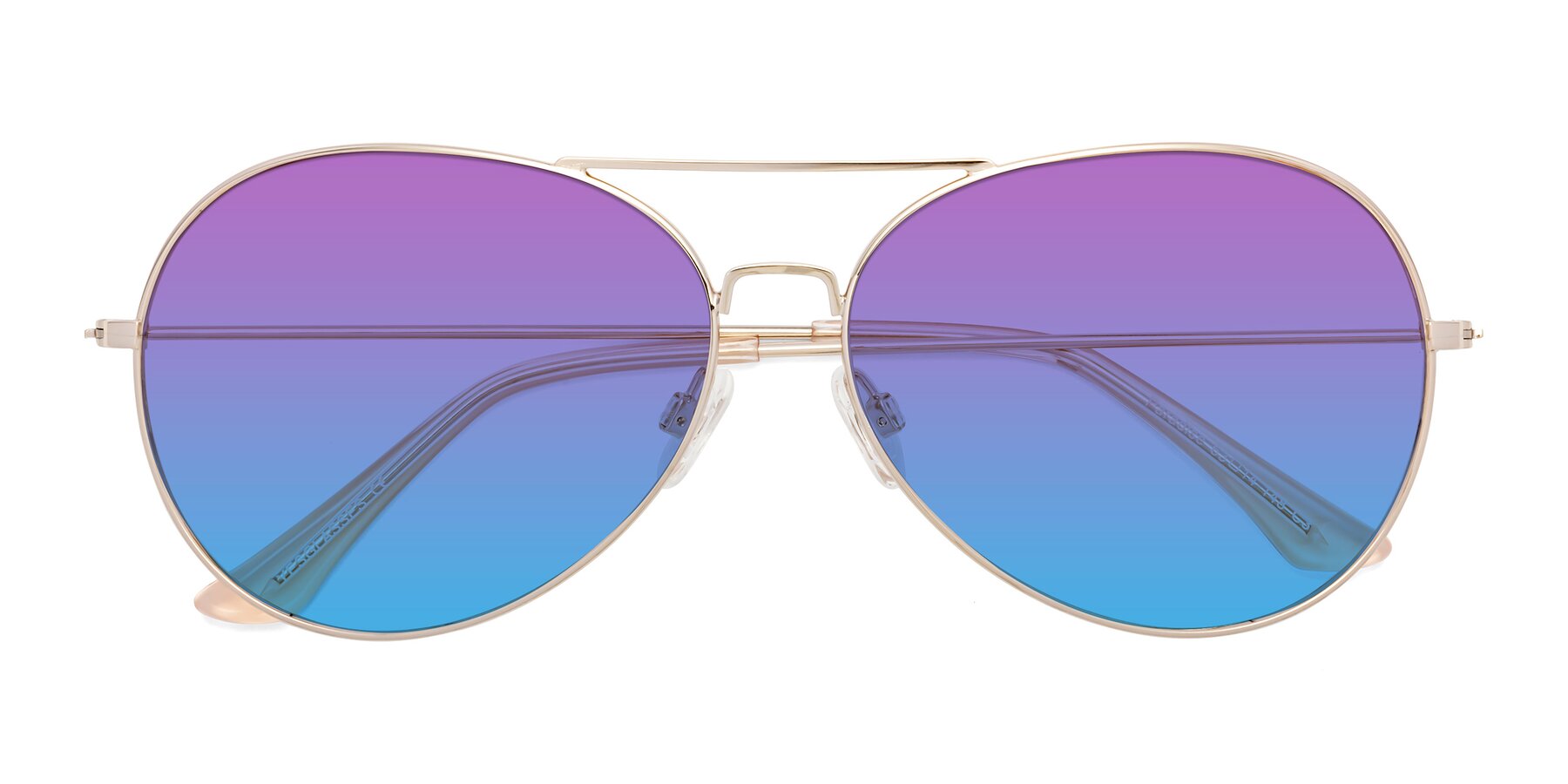 Folded Front of Paradise in Gold with Purple / Blue Gradient Lenses