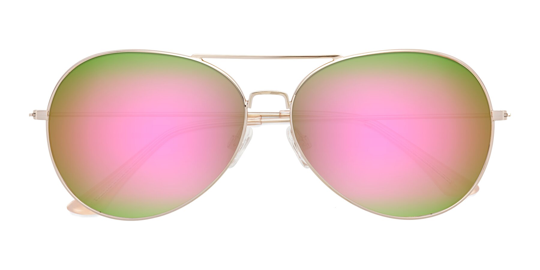 Folded Front of Paradise in Gold with Pink Mirrored Lenses