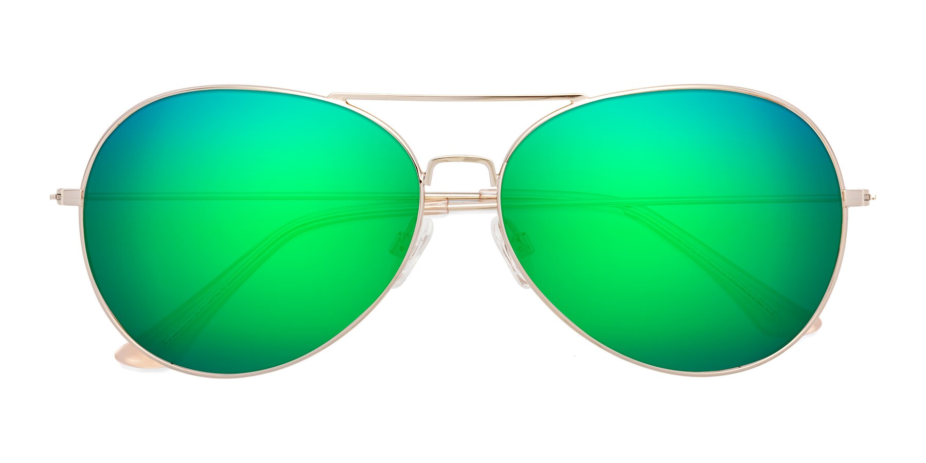 Folded Front of Paradise in Gold with Green Mirrored Lenses