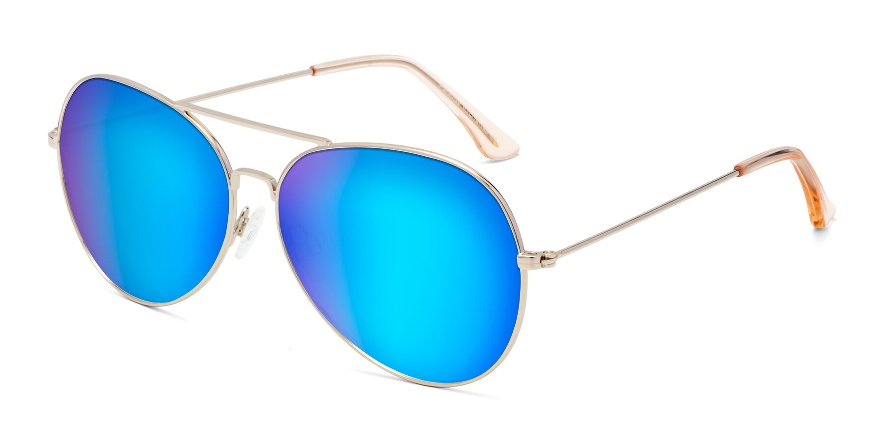 Angle of Paradise in Gold with Blue Mirrored Lenses