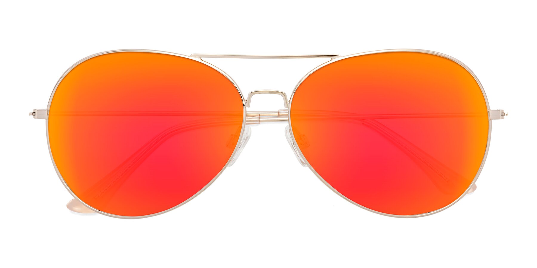 Paradise Mirrored Aviator Grandpa with Oversized - Sunwear Sunglasses Red Gold Lenses Gold
