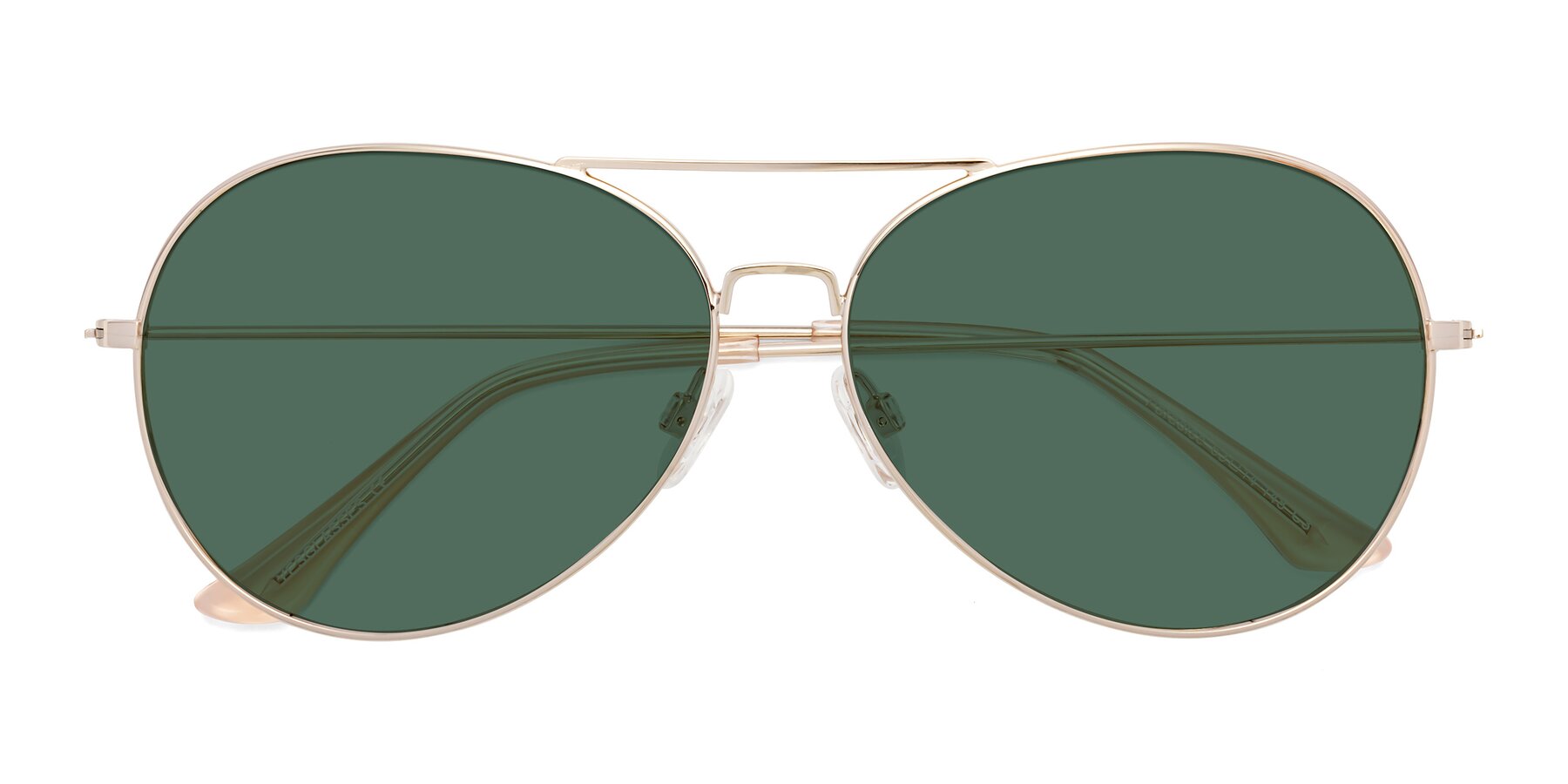 Folded Front of Paradise in Gold with Green Polarized Lenses