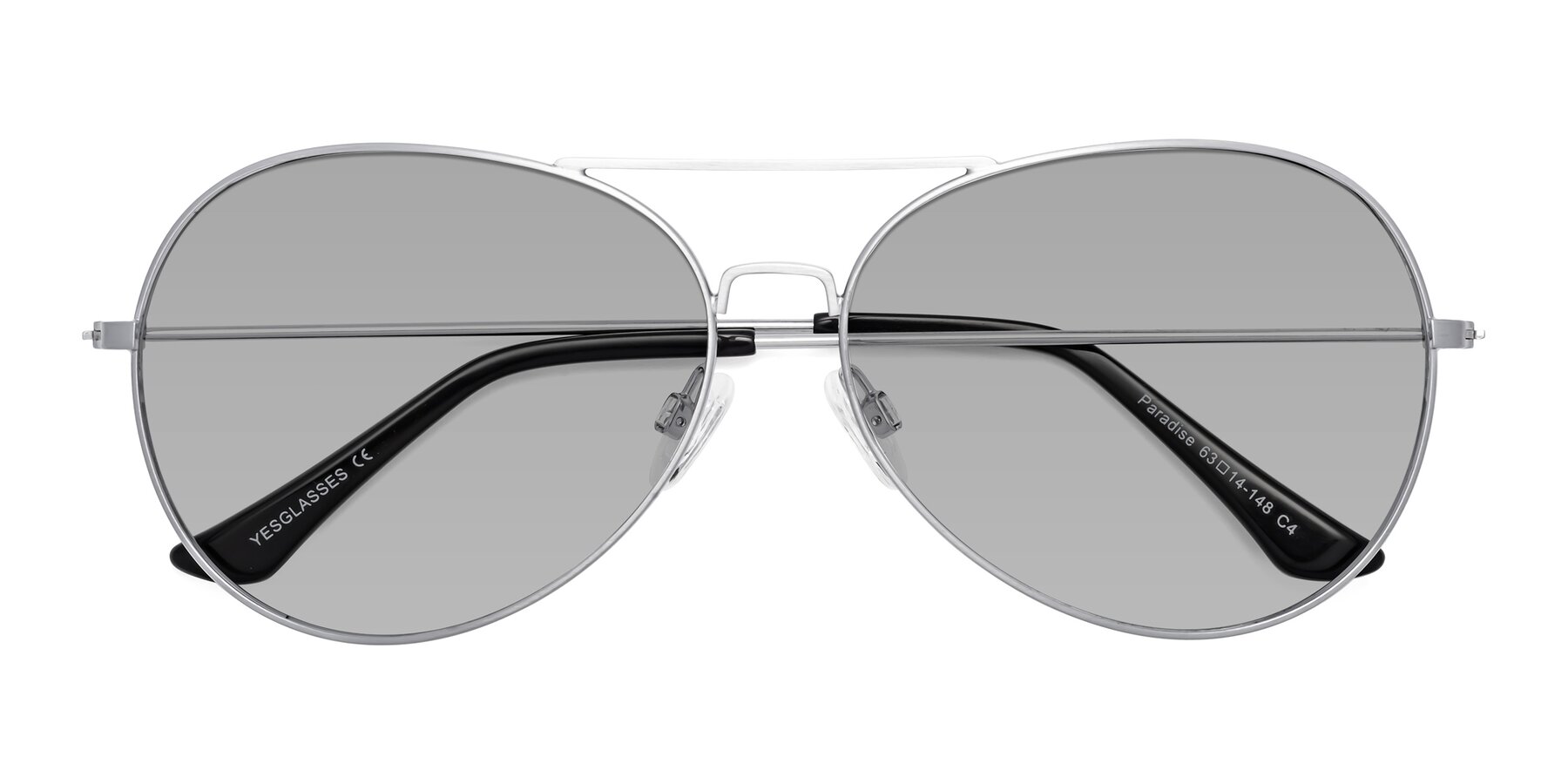 Folded Front of Paradise in Silver with Light Gray Tinted Lenses