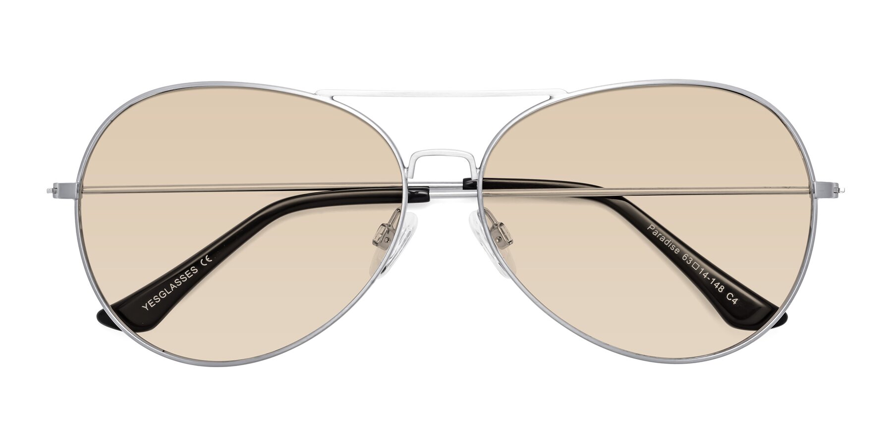 Folded Front of Paradise in Silver with Light Brown Tinted Lenses