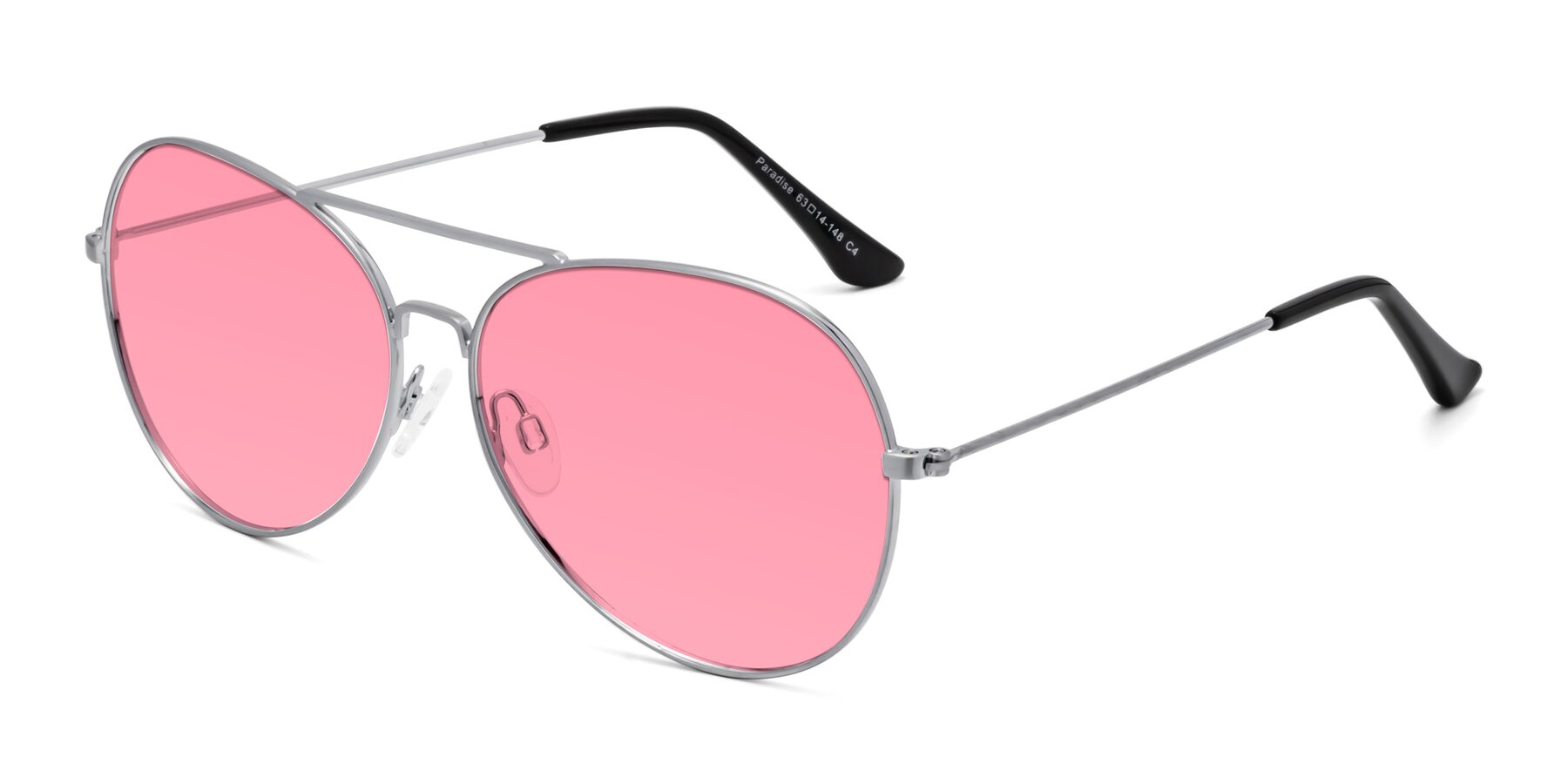 Angle of Paradise in Silver with Pink Tinted Lenses