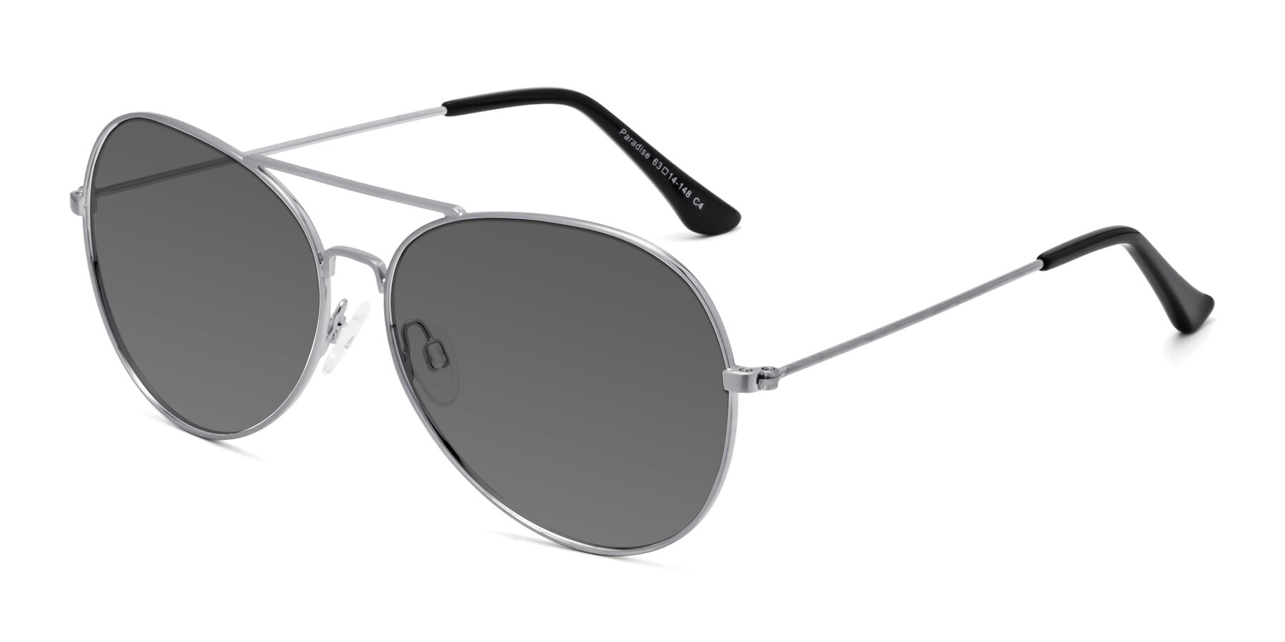Angle of Paradise in Silver with Medium Gray Tinted Lenses