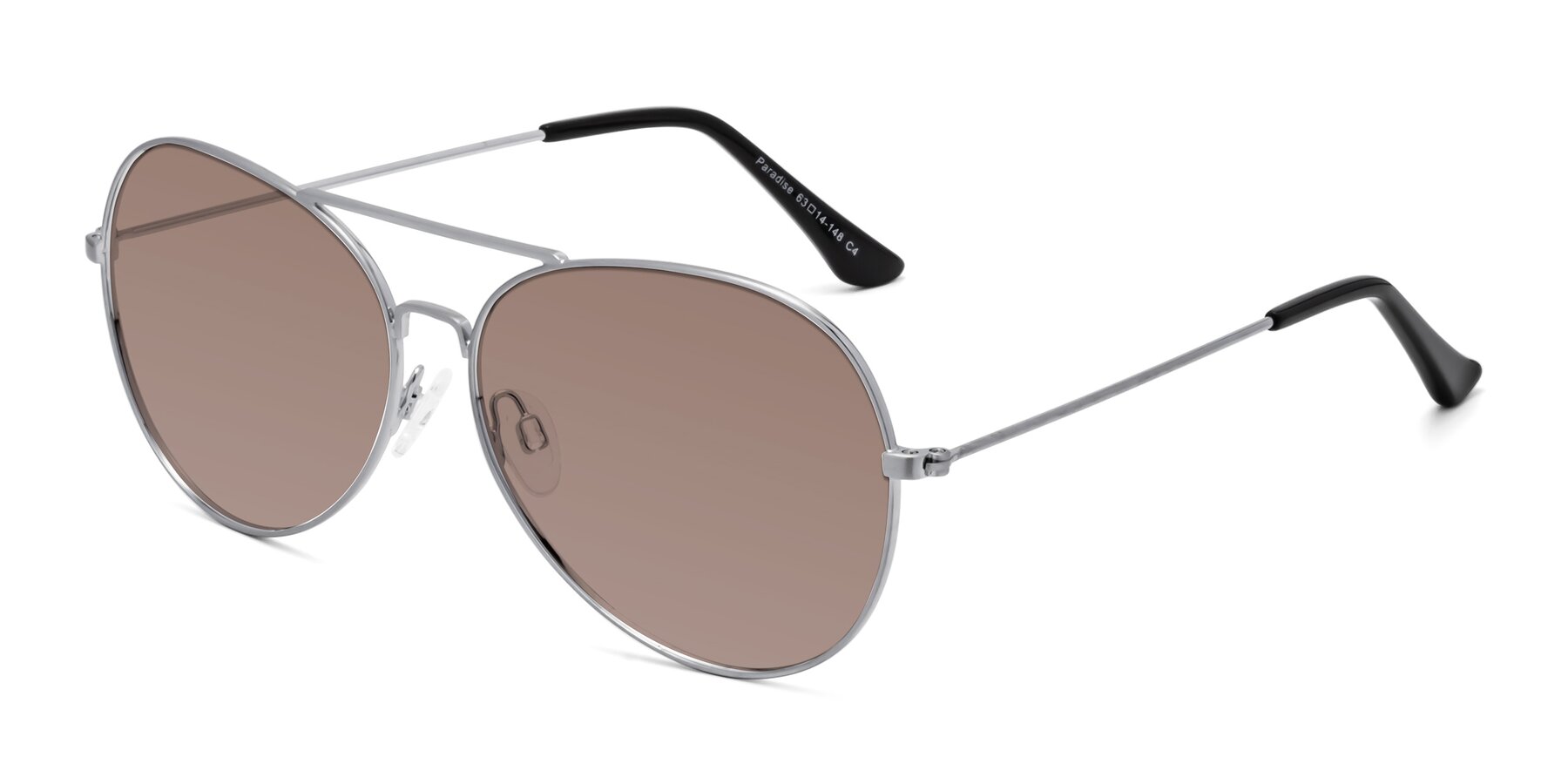 Angle of Paradise in Silver with Medium Brown Tinted Lenses