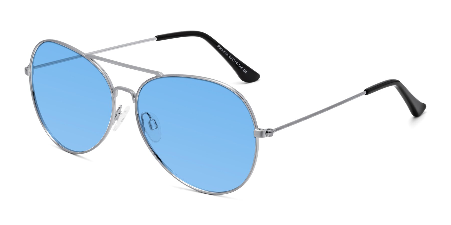 Angle of Paradise in Silver with Medium Blue Tinted Lenses