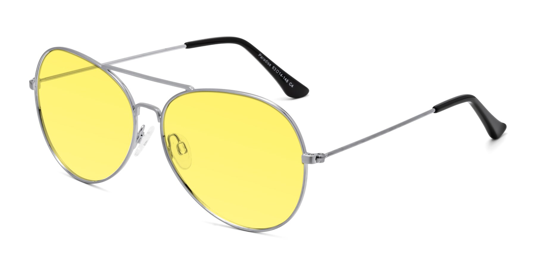 Angle of Paradise in Silver with Medium Yellow Tinted Lenses