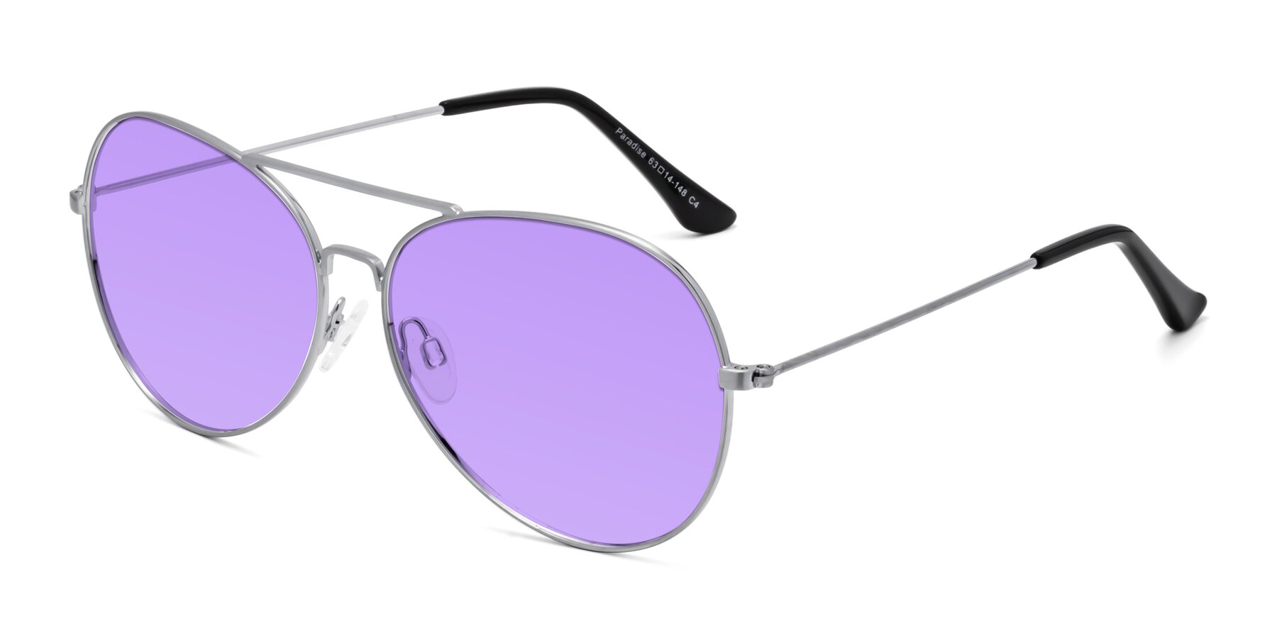 Angle of Paradise in Silver with Medium Purple Tinted Lenses