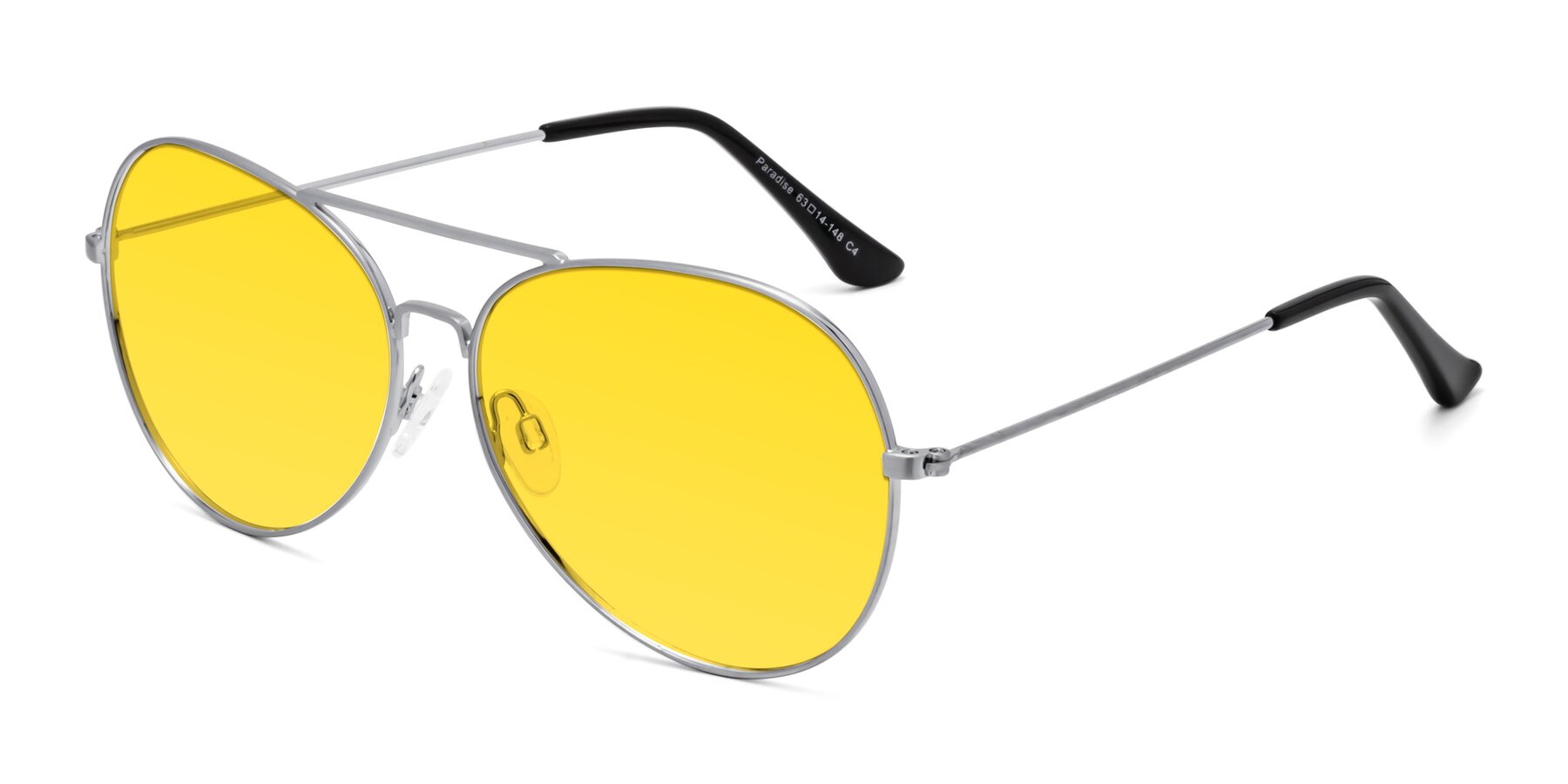 Angle of Paradise in Silver with Yellow Tinted Lenses