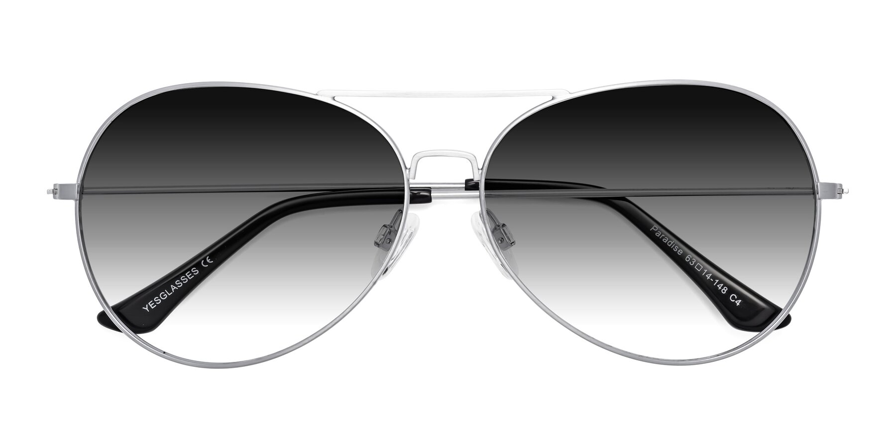 Folded Front of Paradise in Silver with Gray Gradient Lenses